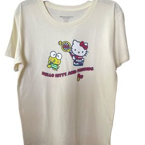 Sanrio Hello Kitty and Friends Tennis Keroppi Shirt Cream Large NWOT